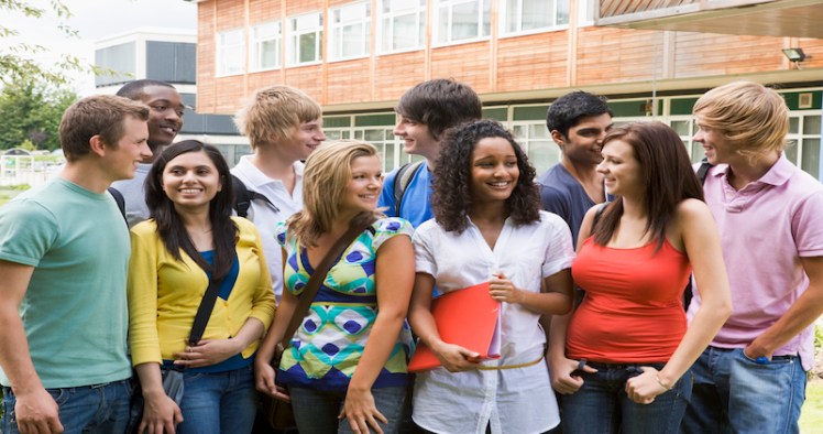 Group of college students on campus